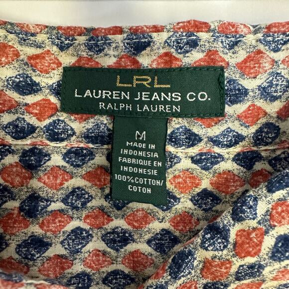 Lauren Jeans Co. Ralph Lauren Vintage Geometric Print Button-Up Shirt - Size M - Picture 9 of 12